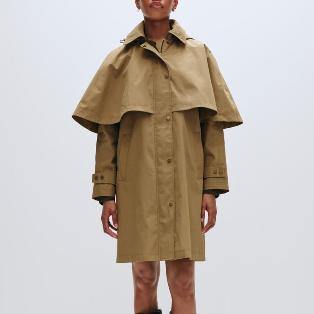 New Avec Les Filles Hooded Cape Raincoat Trench coat - Picture 2 of 9